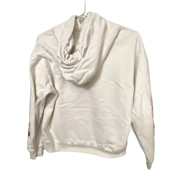 Retro John Galt Brandy Melville White & Ref Flame Sleeves Hoodie OS - Picture 3 of 9